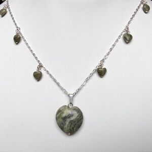 Vintage Connemara Marble Heart Necklace